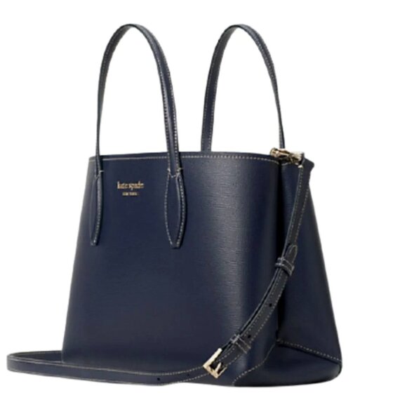 Kate Spade All Day Medium Tote Blue Leather Crossbody Satchel Dainty Bloom - Picture 10 of 10